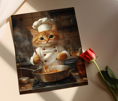 Affiche Chat Chef – Illustration Humoristique de Cuisine