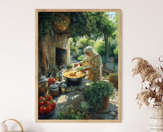 Affiche Femme Iranienne Cuisinant Ash Reshteh – Art Culinaire Persan
