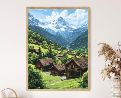Affiche Tyrol – Imprimé d'art de chalet autrichien et paysage alpin