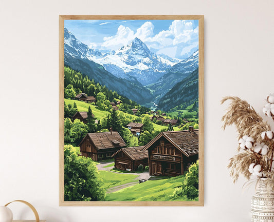 Affiche Tyrol – Imprimé d'art de chalet autrichien et paysage alpin