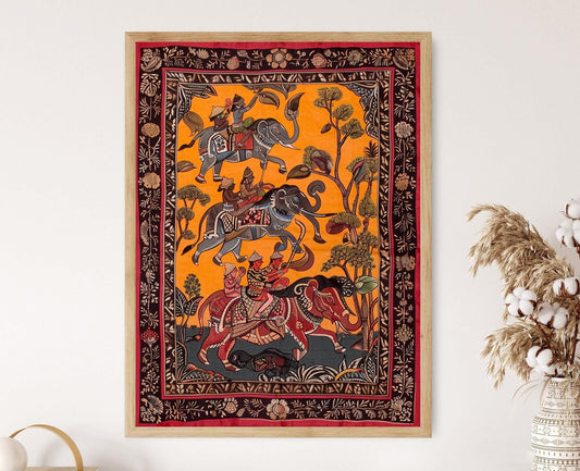 Affiche Kalamkari – Imprimé Art : Décor mural textile indien traditionnel