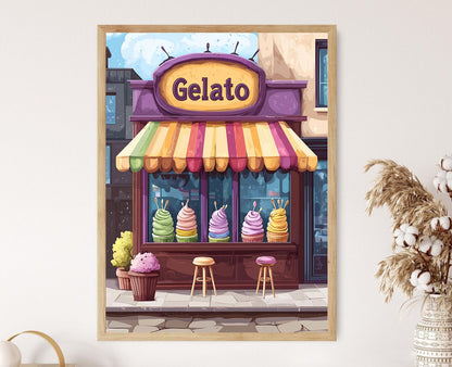 Affiche Gelato Italien – Poster Art de Cuisine Méditerranéenne