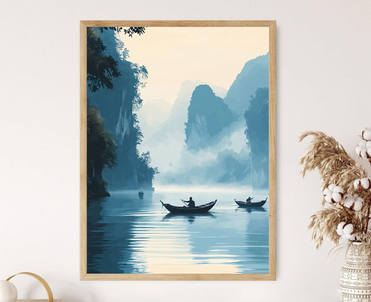 Affiche du Mékong – Impression Artiste de Pêcheur au Laos