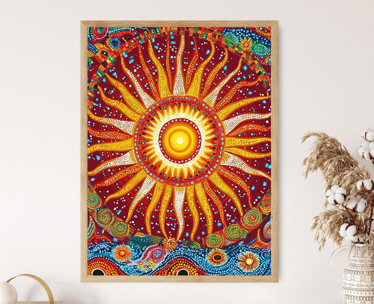 Affiche Aborigène Australienne – Poster Art du Soleil et de la Terre