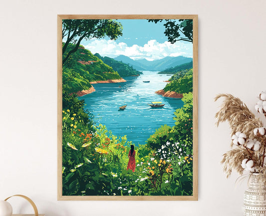 Affiche Kaptai Lake – Poster Paysage des Collines du Bangladesh