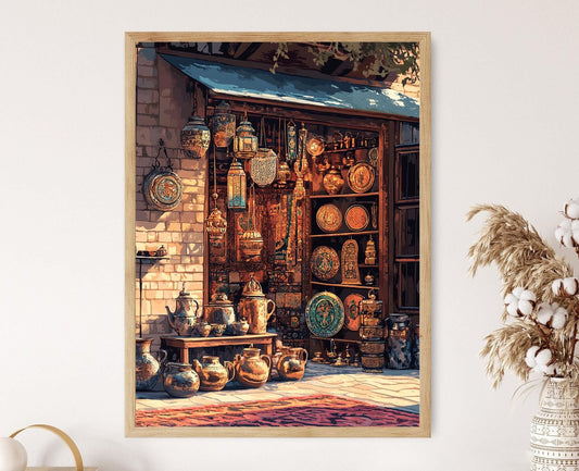 Affiche Art Métallique Afghan – Poster Gravure en Laiton Traditionnelle