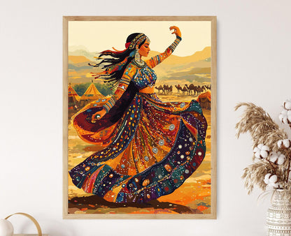 Affiche Danse Kuchi – Art Tribal Afghane, Décor Culturel Nomade