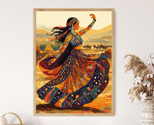 Affiche Danse Kuchi – Art Tribal Afghane, Décor Culturel Nomade