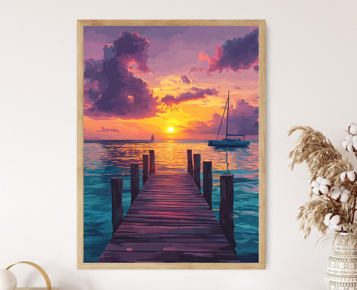 Affiche Coucher de Soleil aux Îles Turques et Caïques – Décor Tropical