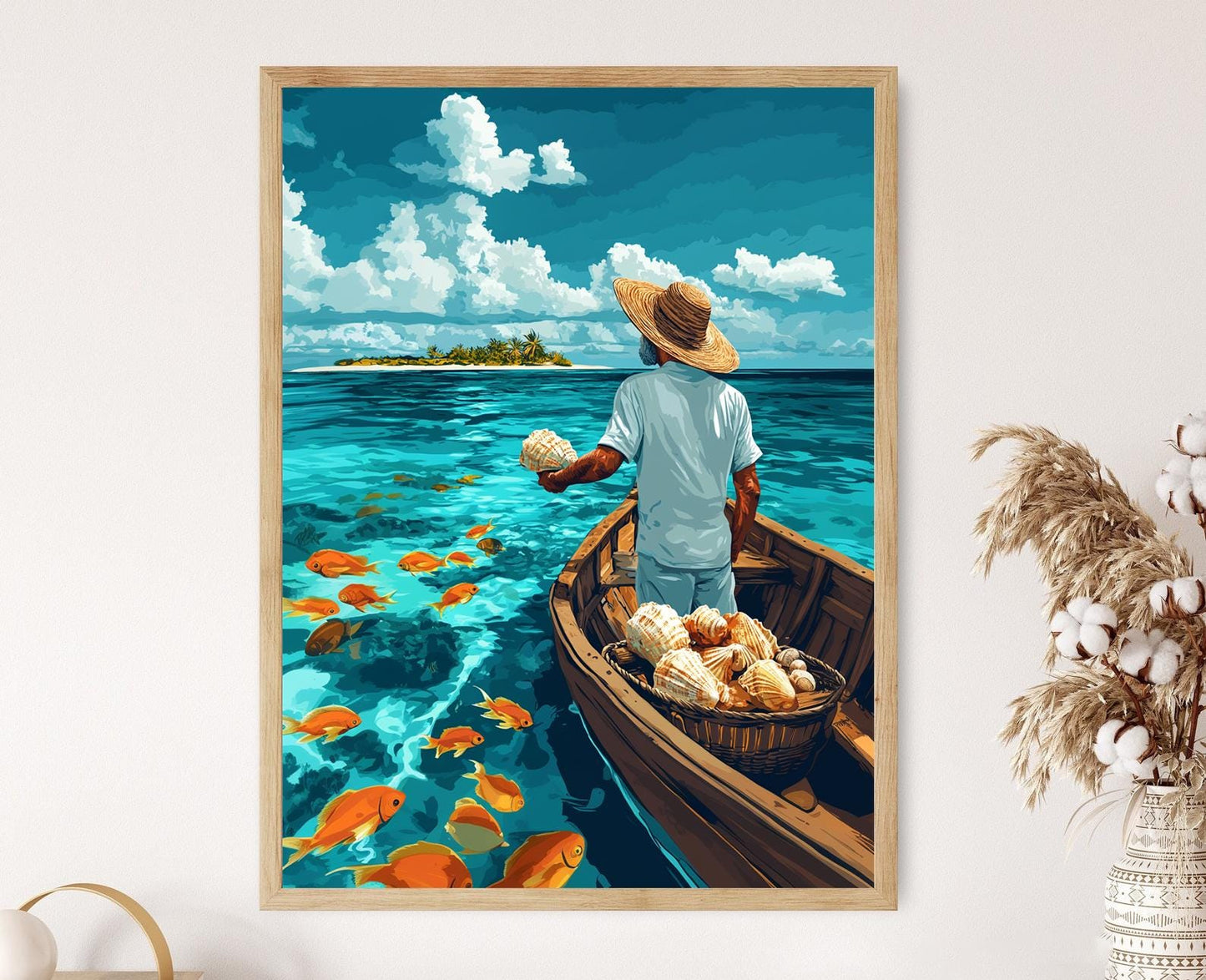 Affiche Conch de Turks et Caicos – Impression Art, Décor Côtier Caraïbe