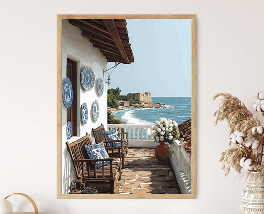 Affiche Galle – Poster Art de Patio Côtier du Sri Lanka