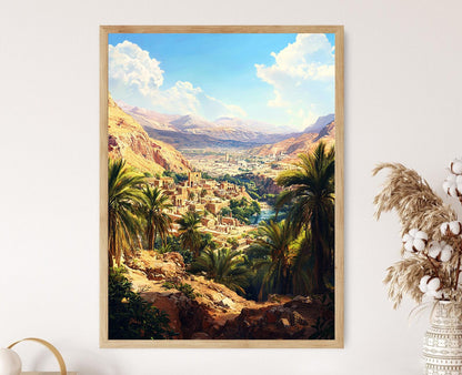 Affiche paysage Jericho – Art sur palmier et ruines anciennes