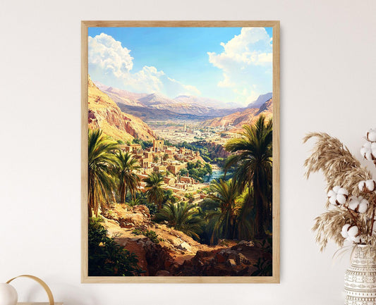 Affiche paysage Jericho – Art sur palmier et ruines anciennes