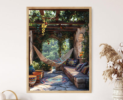 Affiche d'art kurde – Poster illustrant des céramiques et vignes