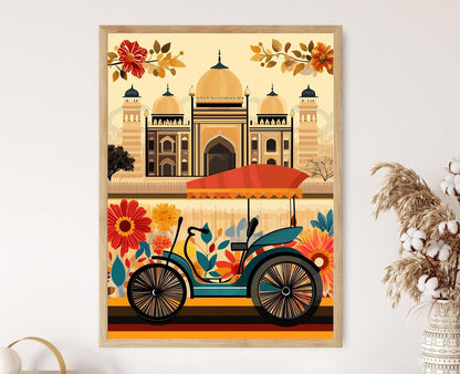 Affiche Rickshaw – Impression Artistique du Transport Indien Coloré
