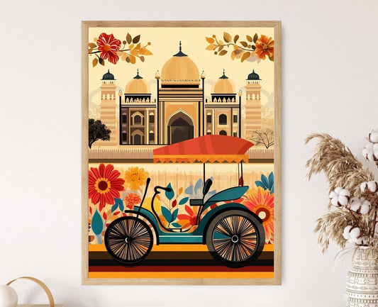 Affiche Rickshaw – Impression Artistique du Transport Indien Coloré