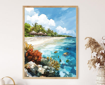 Affiche Cayo Coco – Poster Art de Plage, Sables Blancs et Eaux Cristallines