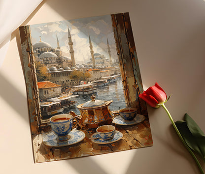 Affiche de la Cérémonie du Café Turc - Illustration Vivante et Détails Riches