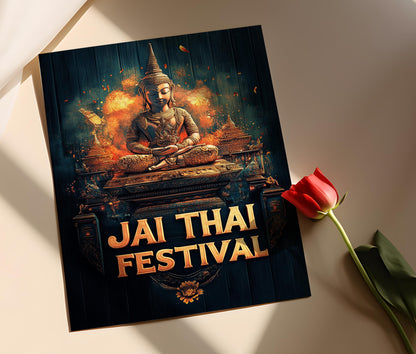 Affiche Festival Thaï – Poster Illustratif de Temple Bouddhiste