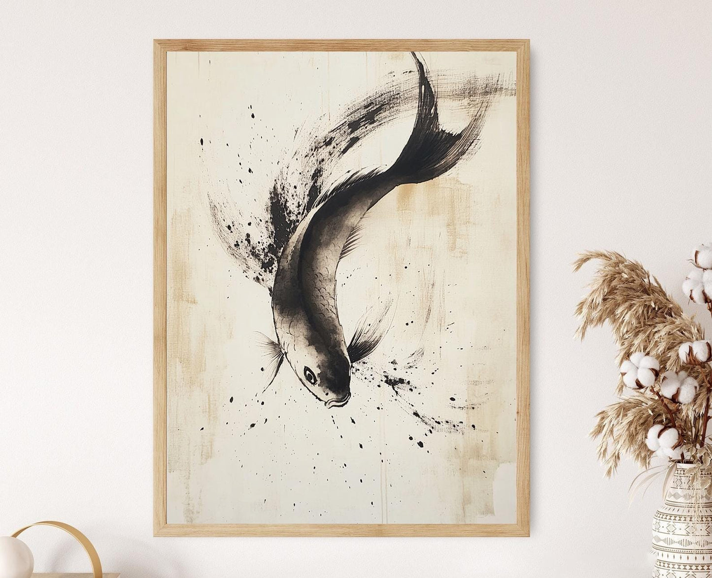 Affiche Poisson Rouge – Impression d'art abstrait chinois minimaliste