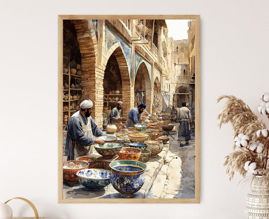 Affiche Art de l'Atelier de Poterie Iranienne – Artisanat en Action