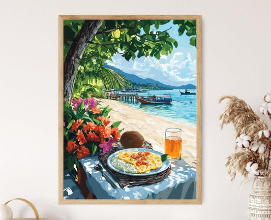 Affiche Petit-Déjeuner Thaï: Vue de Hua Hin, Décor Alimentaire Traditionnel