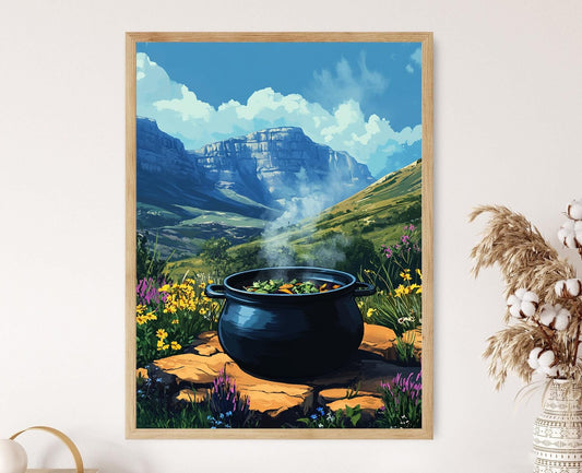 Affiche Potjie Sud-Africaine – Impression Art de Faitout en Fonte