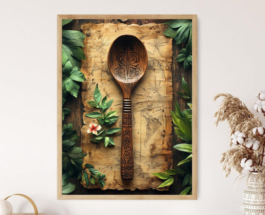Affiche Cuillère en Bois Libérienne – Art de Cuisine Traditionnelle