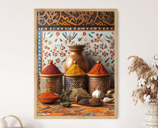 Affiche Épices Marocaines – Poster Décor Traditionnel de Cuisine
