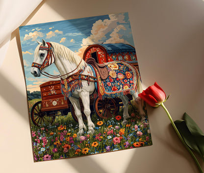 Affiche Cheval Gitane – Poster Décor Animal Bohème Coloré