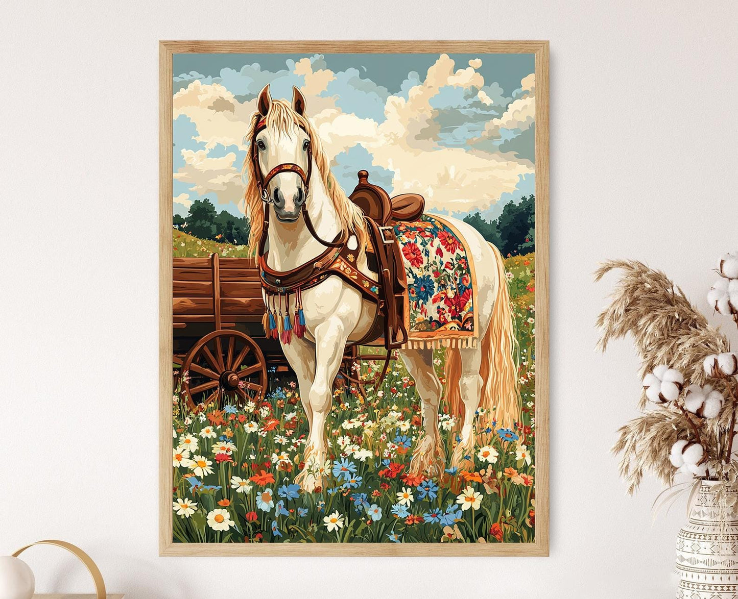 Affiche Cheval Gitan – Poster Décor Animal Bohème Coloré