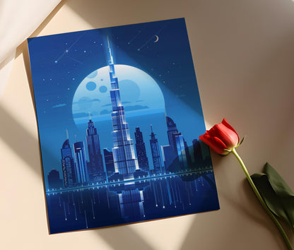 Affiche Dubai Skyline – Impression Art Déco de la Ville Moderne