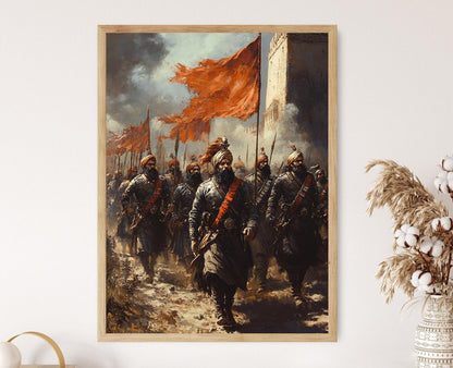 Affiche Khalsa Army – Impression Art de Guerriers Sikhs en Bataille