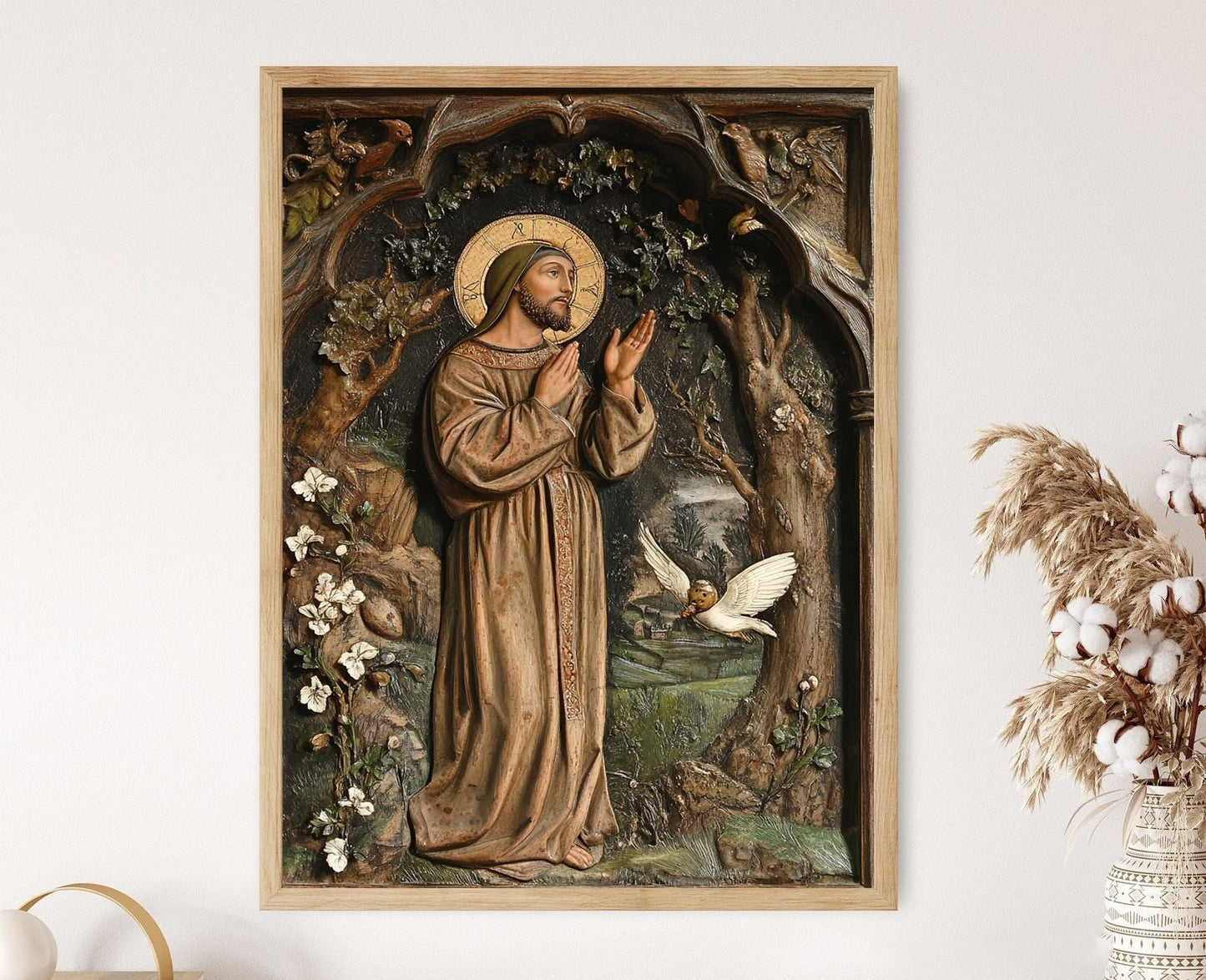 Affiche Saint François d'Assise – Poster Icône Religieuse Rustique