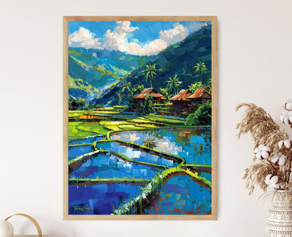 Affiche Champs de Riz Philippins – Poster Paysage Vibrant à Accrocher