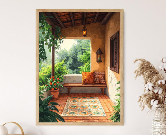 Affiche Art de Patio Bengali – Poster Décor en Carreau de Terracotta