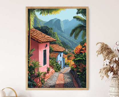 Affiche Maison de Village Salvadorienne – Art Rustique Tropical
