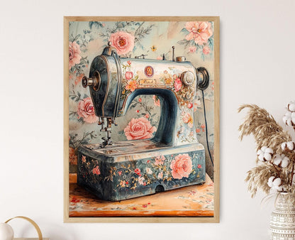 Affiche Vintage – Illustration d'une machine à coudre indienne de Punjab