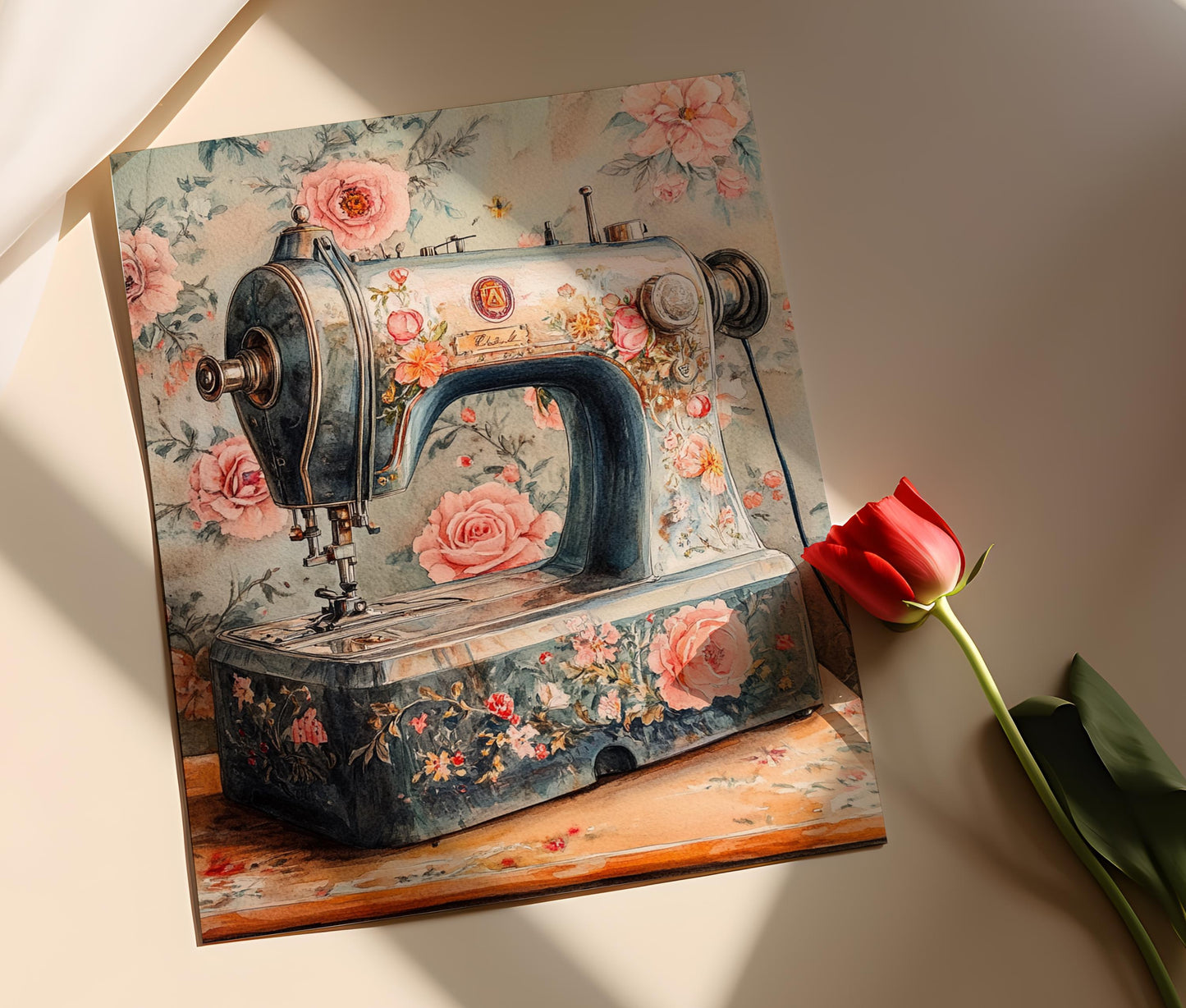 Affiche Vintage – Illustration d'une machine à coudre indienne de Punjab