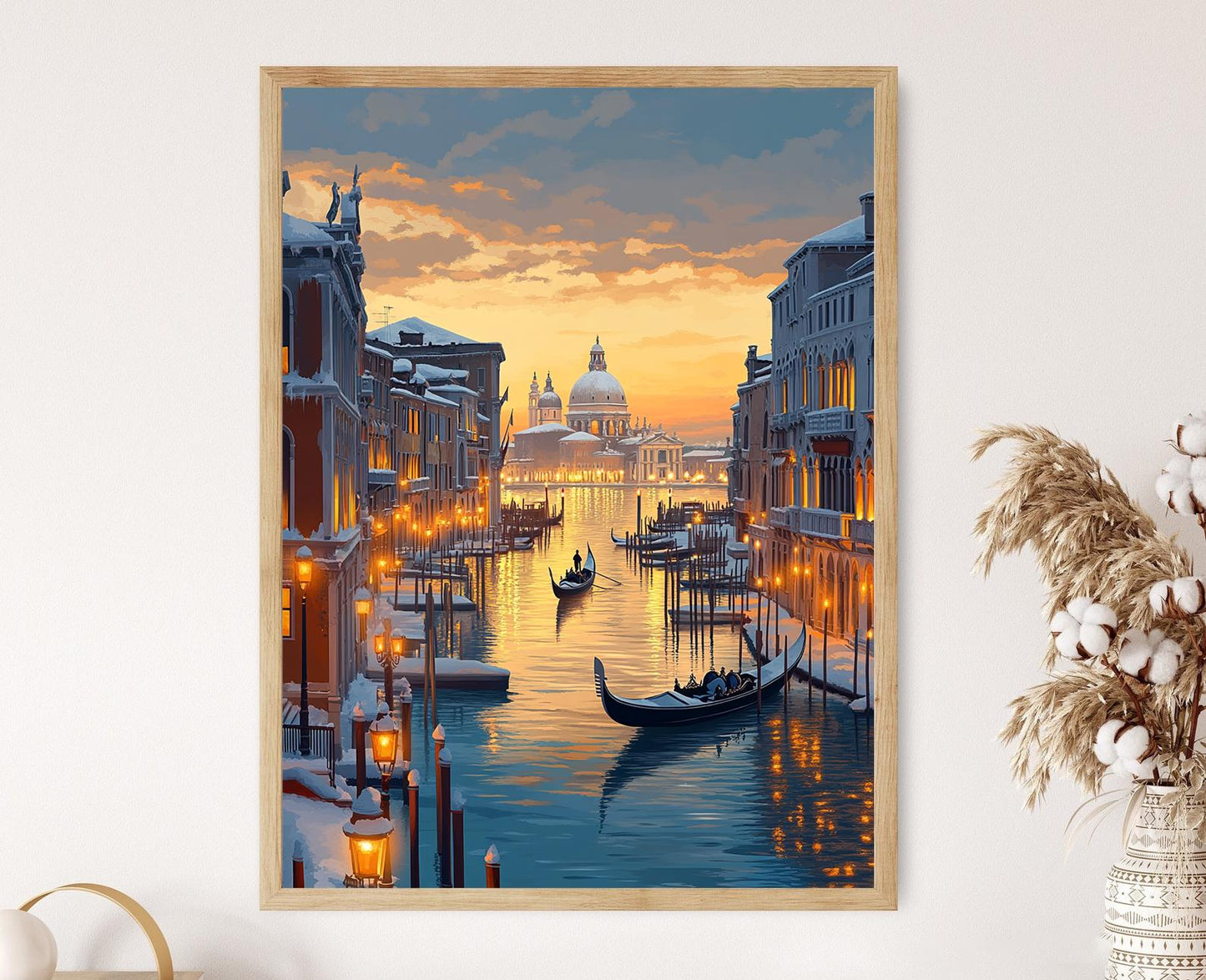 Affiche Venise Hivernale – Poster de la Ville des Gondoles enneigée