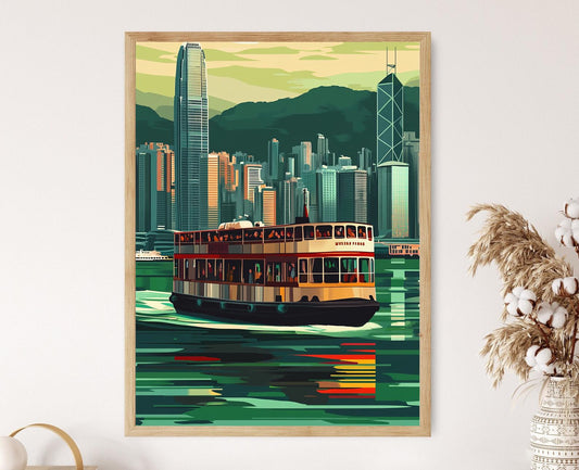 Affiche Traversée en Star Ferry – Poster Victoria Harbour & Île de Hong Kong