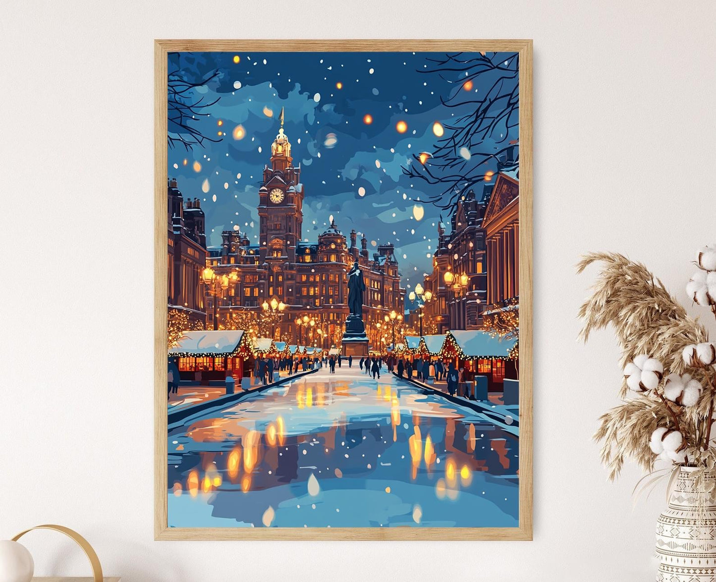 Affiche Hiver à Glasgow – Poster Art de George Square sous la neige