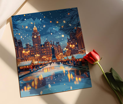 Affiche Hiver à Glasgow – Poster Art de George Square sous la neige