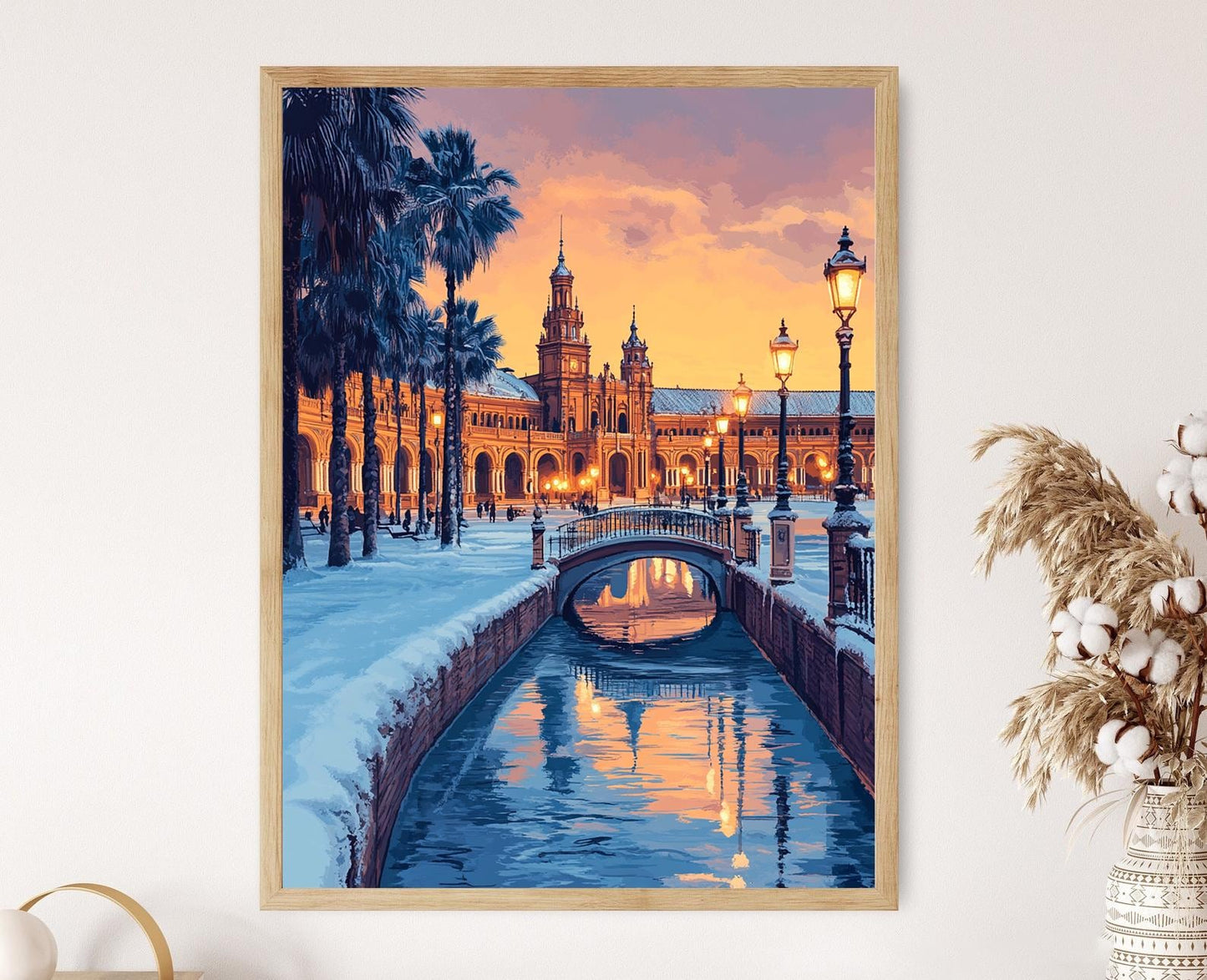 Affiche Séville – Poster Décor d'Hiver de la Plaza de España enneigée
