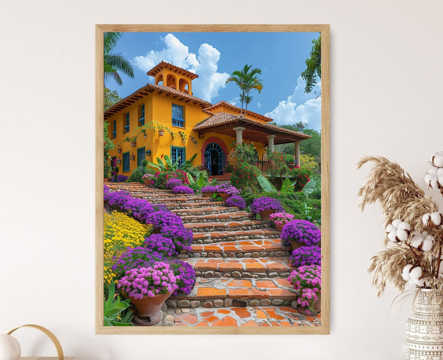 Affiche Villa Colombienne – Impression Giclée d'Art Architectural Vibrant
