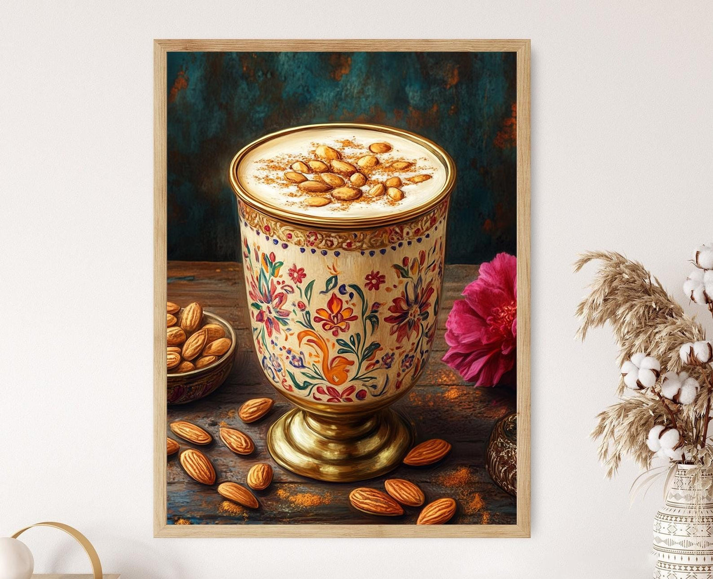 Affiche Thandai – Poster Art en laiton avec motifs Rangoli et safran