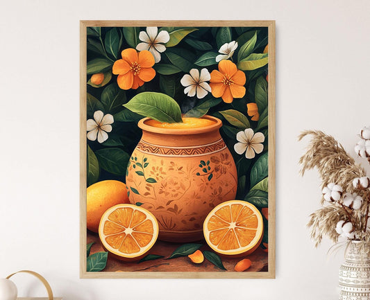 Affiche Sherbet Bael – Poster en pot d'argile avec motifs tribaux