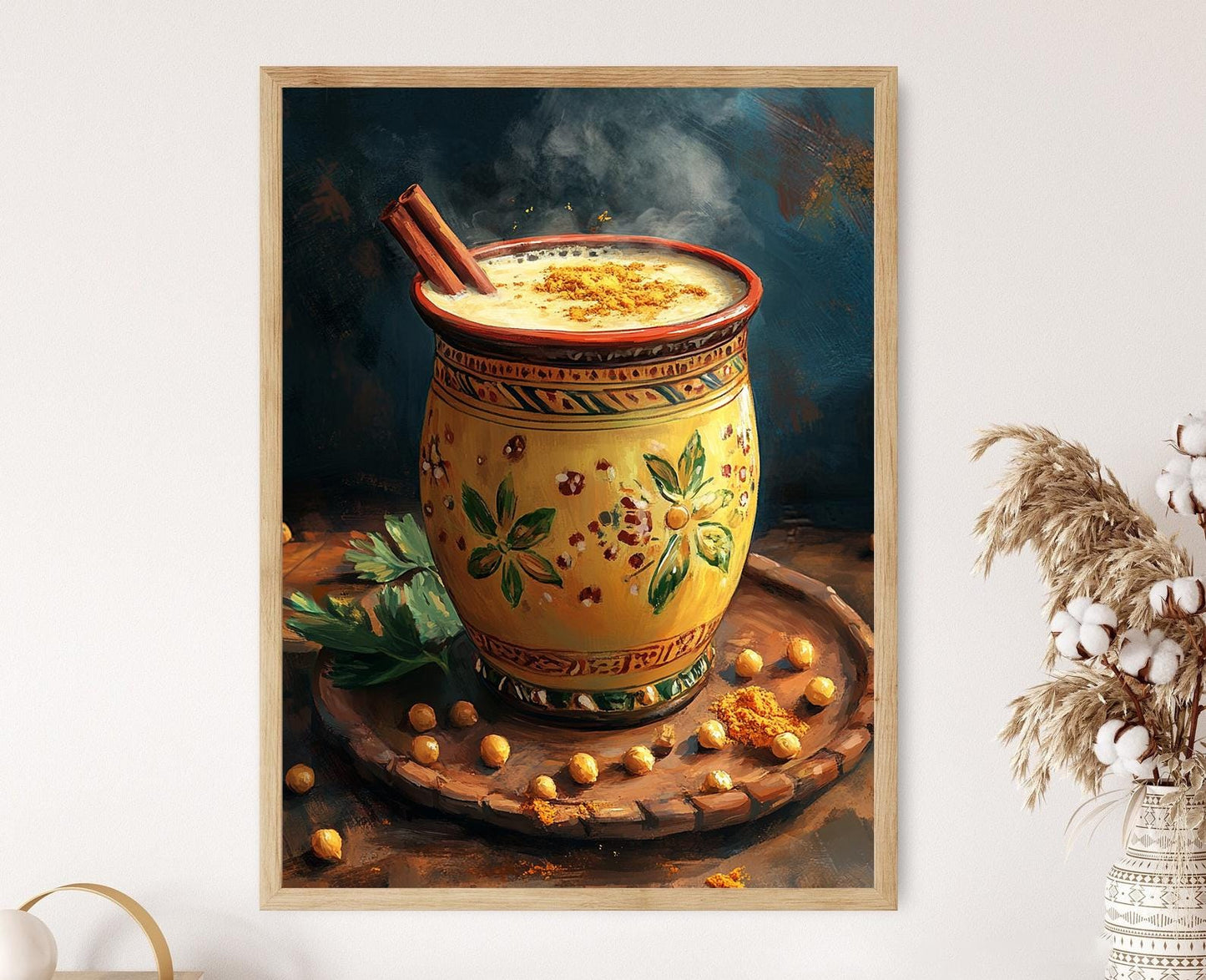 Affiche Sattu – Poster Art Print avec Tasse en Argile et Motifs du Bihar