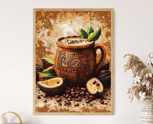 Affiche Pozole Mexicain – Poster Gourde en Bois avec Motifs Mayas