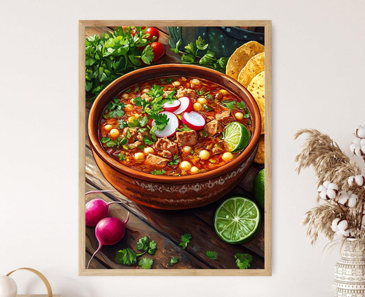 Affiche Pozole Mexicain – Poster Soupe Riche au Hominy et Citron